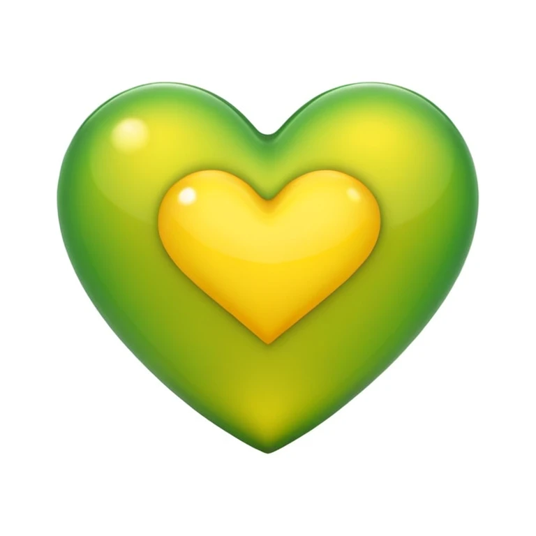Green and yellow heart emoji
