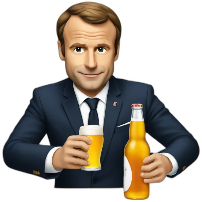 Macron qui boit une bière emoji