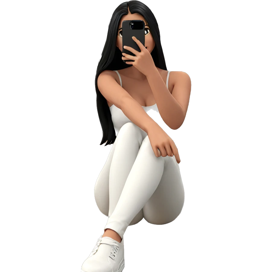 girl taking selfie with phone emoji