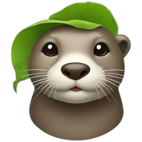Otter with leaf on head emoji