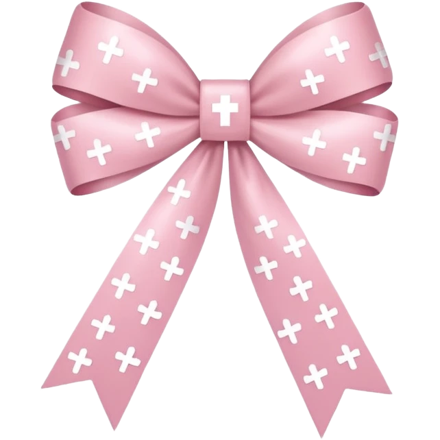 super pale pink bow confetti but the paper confetti are the pale pink bows all spread out with white tiny glitter and then with a cross on it emoji