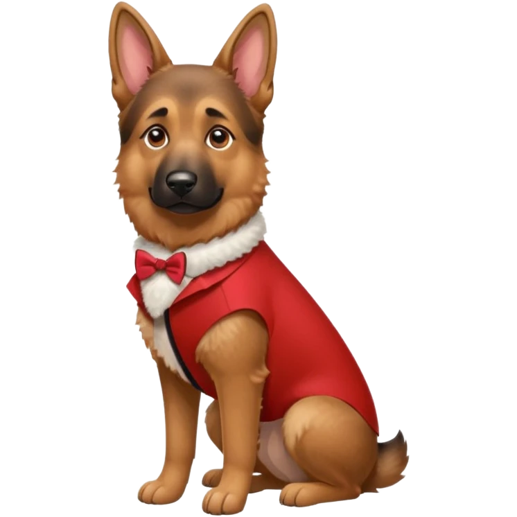 German ShepherdDog with NeckBow in red suit. emoji