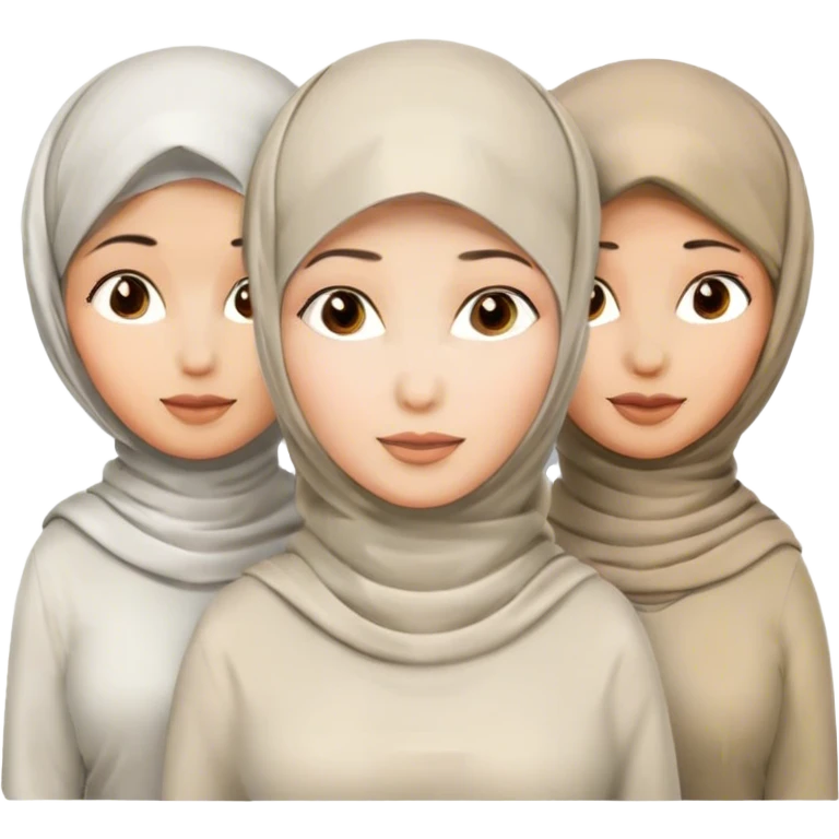 3 women collaboration. In the middle women are white hijab women emoji