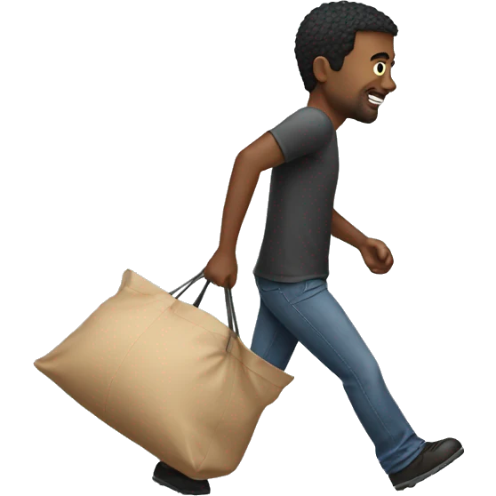 a man dragging a large bag behind him emoji
