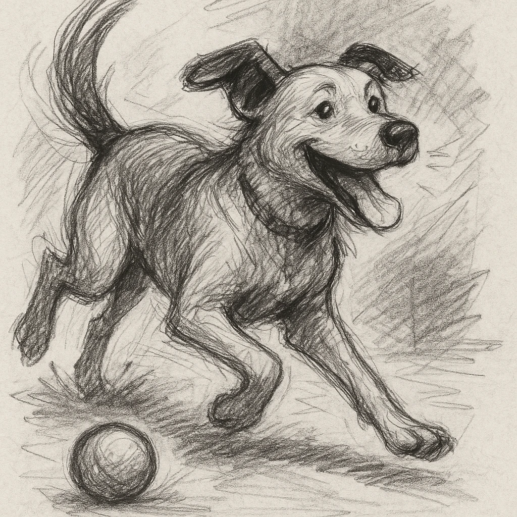 happy dog running after ball emoji