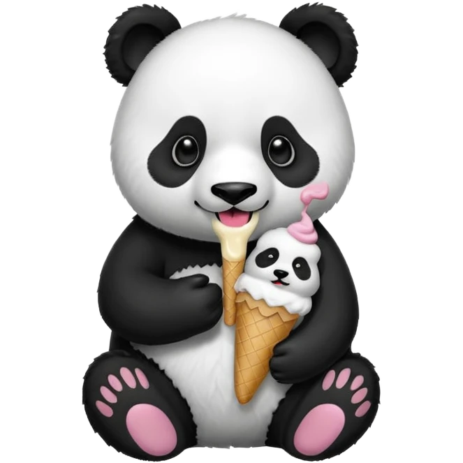 Panda eating ice cream emoji