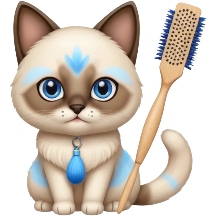 cute siamese cat, hair brush emoji