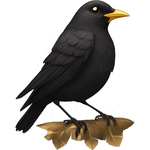 blackbird with golden feathers on the wing and chest emoji