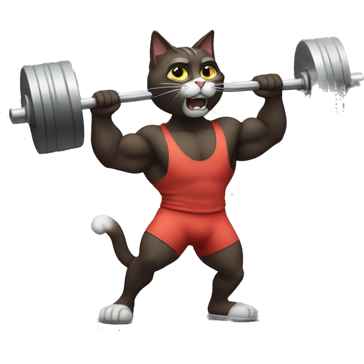 A jacked cat lifting weights emoji