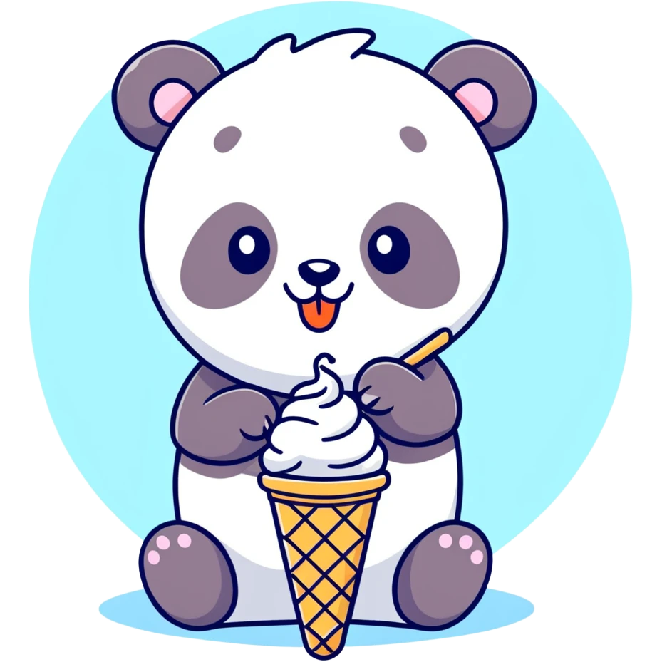 Panda eating ice cream emoji