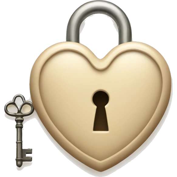 vintage beige heart-shaped lock and key emoji