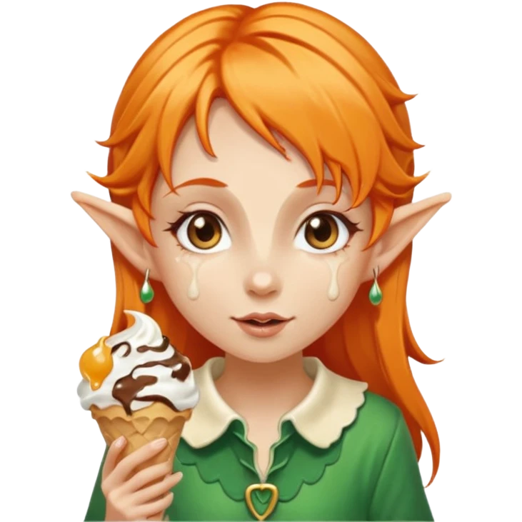 
a girl elf in orange hair with vanilla ice cream




 emoji