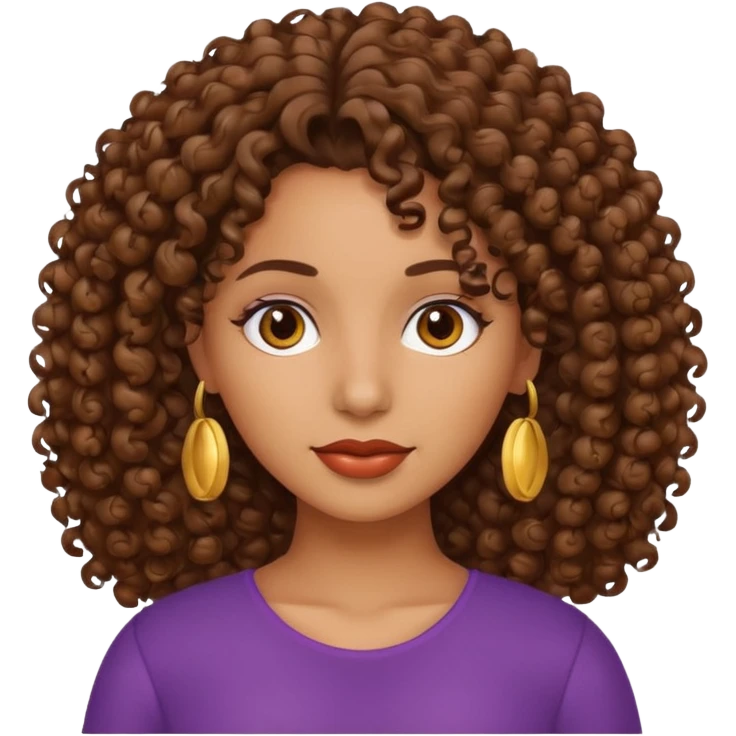 Chica Morena pelo rulo emoji