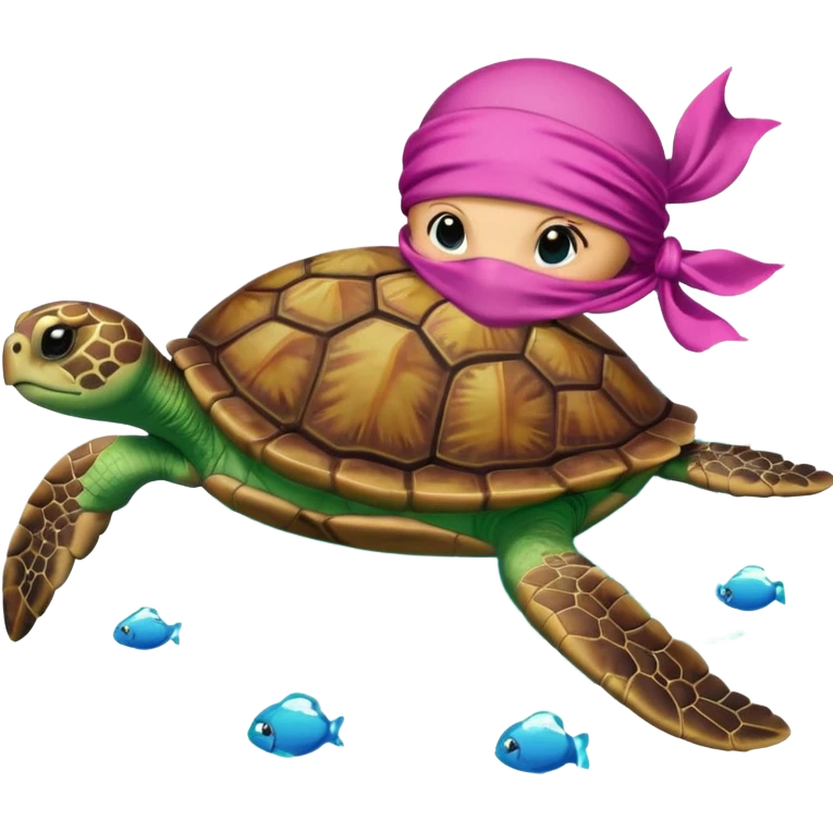 sea turtle wearing a pink pirate scarf emoji