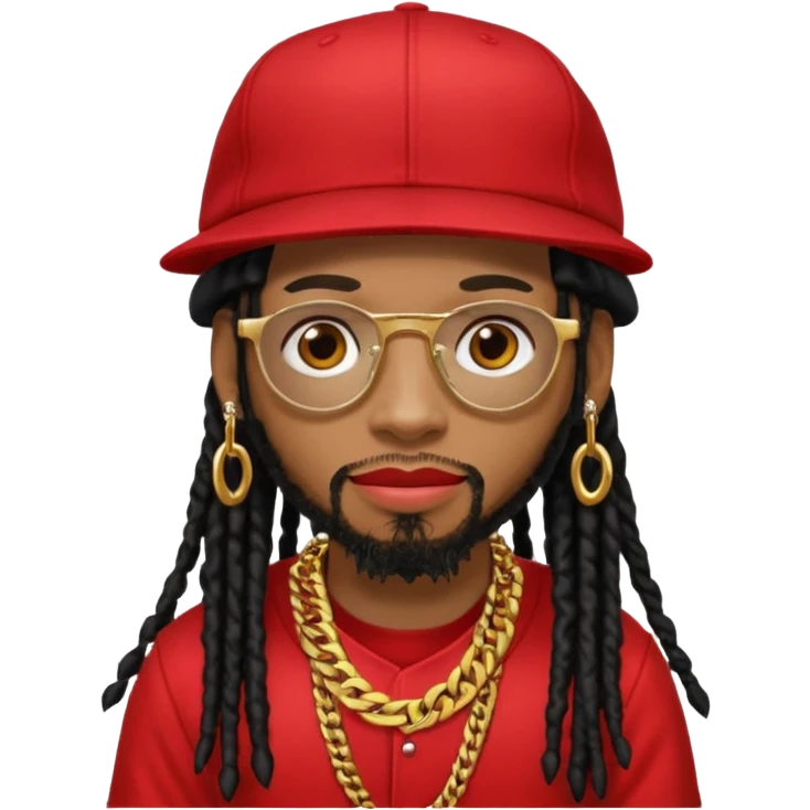 Lil Jon with black dreadlocks, red baseball hat and gold chain  emoji