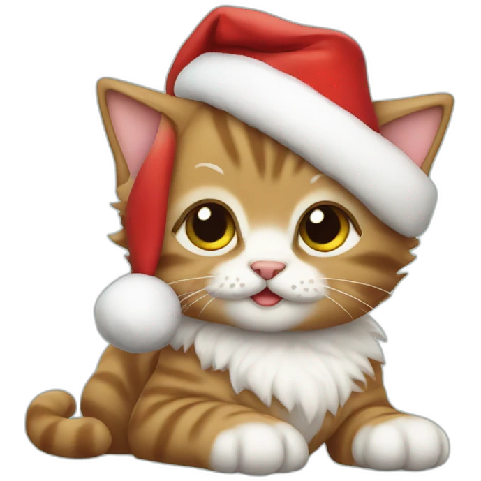 Very cute kitten Santa Claus emoji