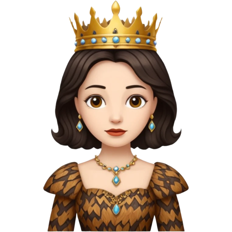 Queen wearing a bark-patterned dress emoji
