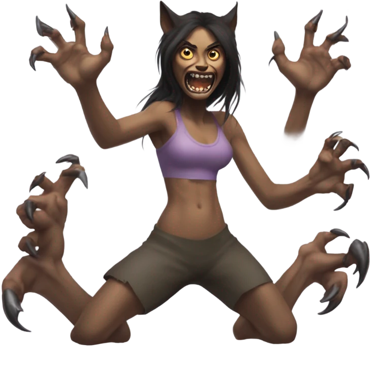 a woman turning into a werewolf emoji