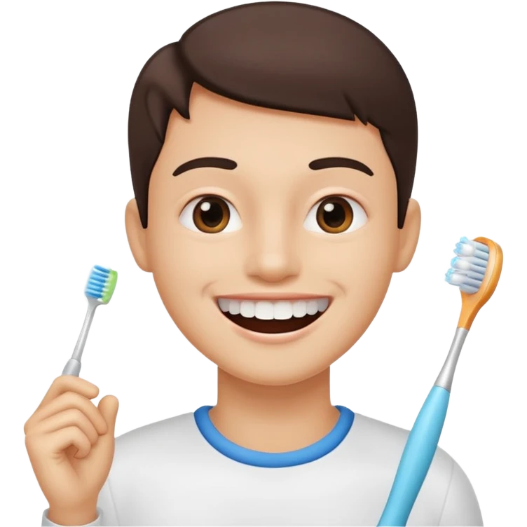 toothbrush next to a bright smile emoji