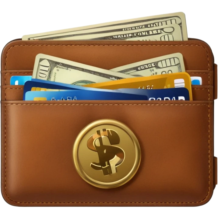 portefeuille marron avec pleins de billet et carte bancaire emoji