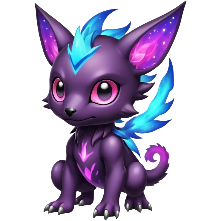 Cute cool colorful dark nebula fantasy-Digimon-animal-hybrid full body emoji