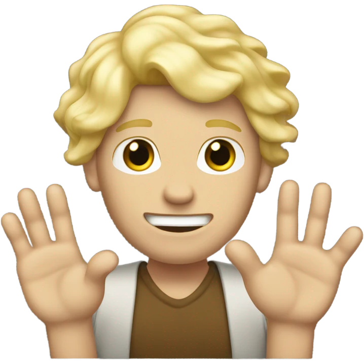 white guy with blonde hair and saucy fingers emoji