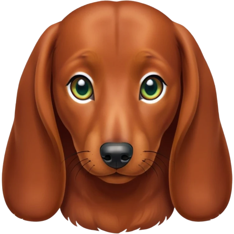 Beautiful red brown daschund with dark green and golden eyes emoji