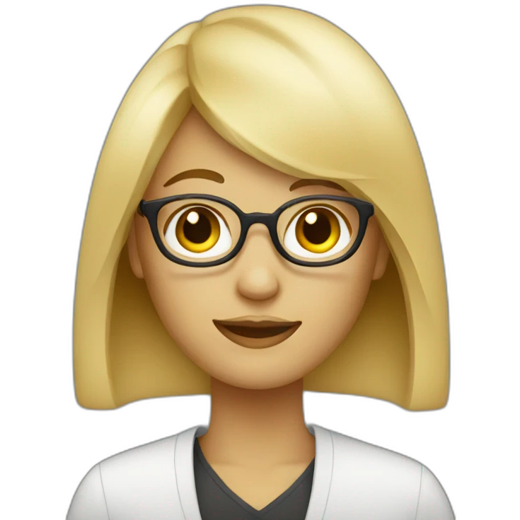 blonde visual designer with glasses and bangs emoji