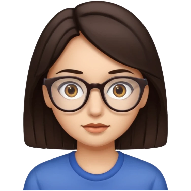 Girl with dark brown hair with brown eyes with glasses emoji