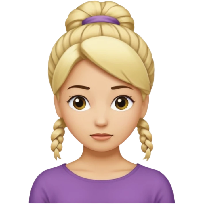 A woman with her hair tied up, blonde, who says "ma, cómo?" emoji