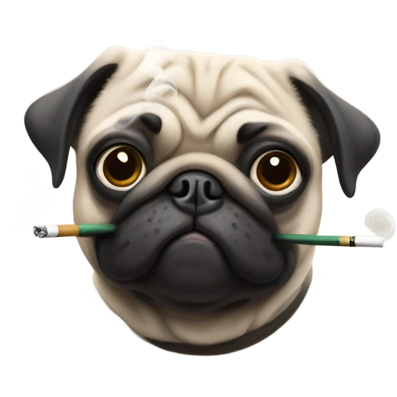 Pug smoking with smoke all around emoji