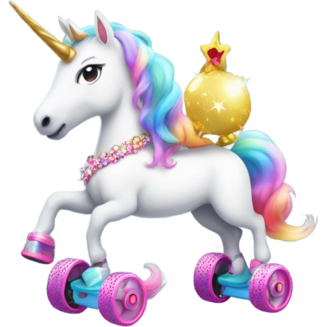 unicorn on roller skates with a tiara  emoji