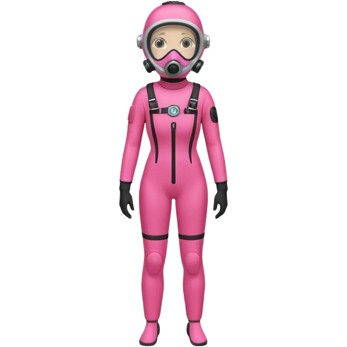 woman diver full body with pink diver suit, diver mask and oxygen tank
 emoji
