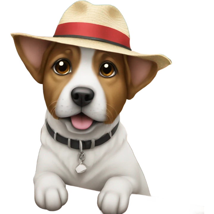 Dog in a hat on a boat emoji