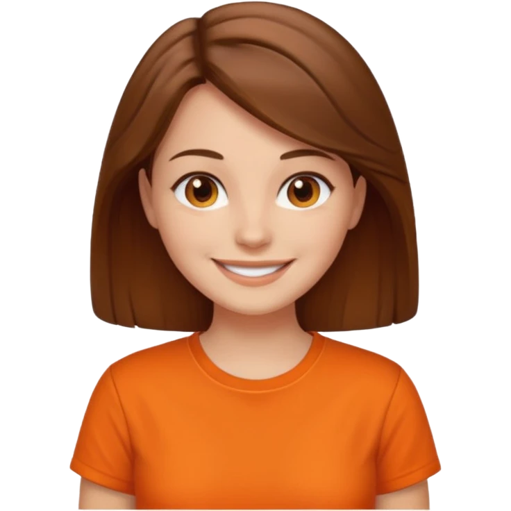 brown haired woman with orange shirt emoji