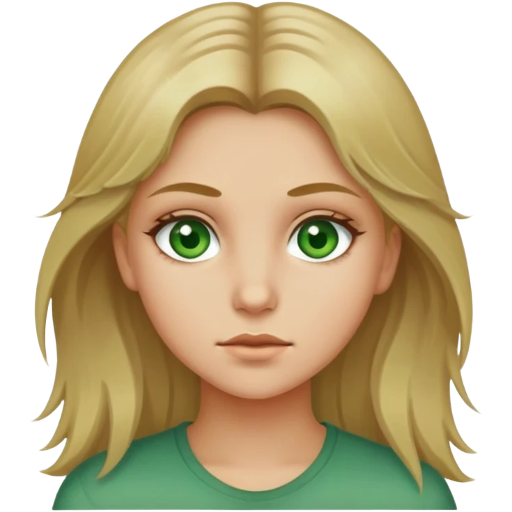 girl eith dirty blond hair and green eyes  emoji