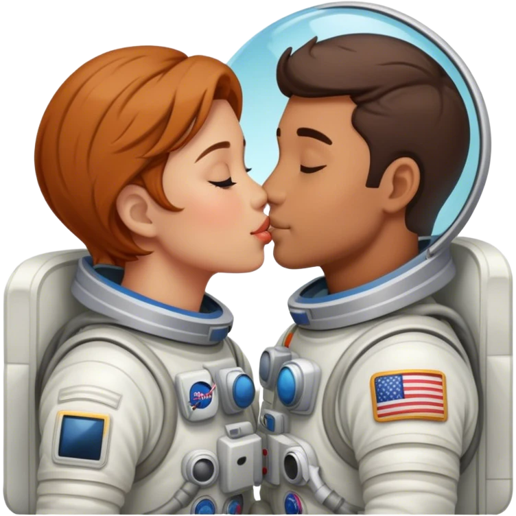 Astronaut couple kissing together  emoji