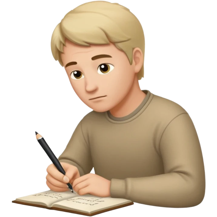 caucasian man writing in the script, facing right emoji