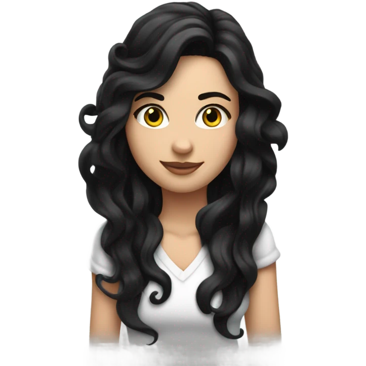 white girl with long black wavy hair and tattoos emoji