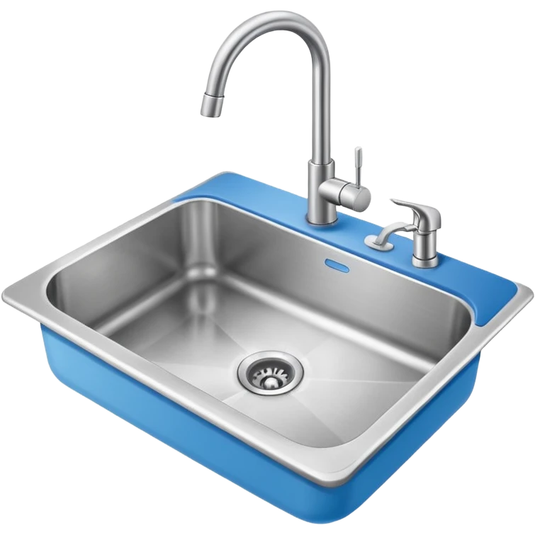 “Flat icon-style emoji of a kitchen sink and faucet, light gray and blue colors, simple clean vector look” emoji