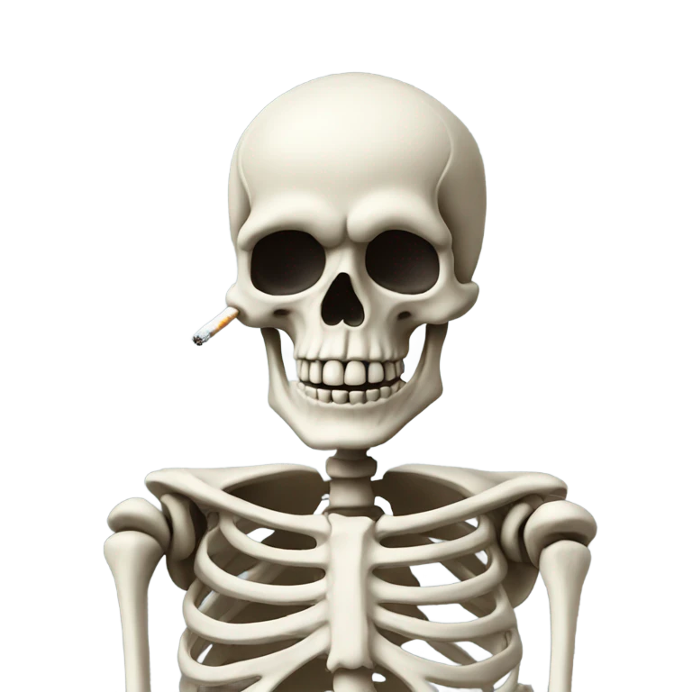a skeleton with a bandanna smoking emoji