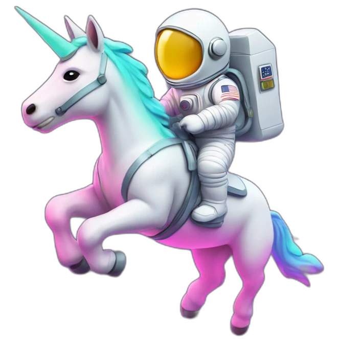 astronaut ridding neon unicorn emoji