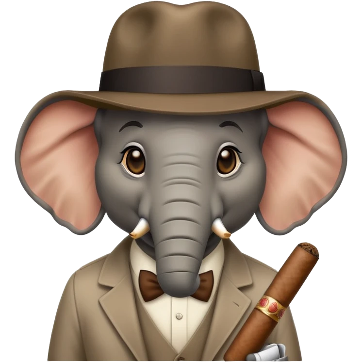 elephant gangster with fedora hat and cigar emoji