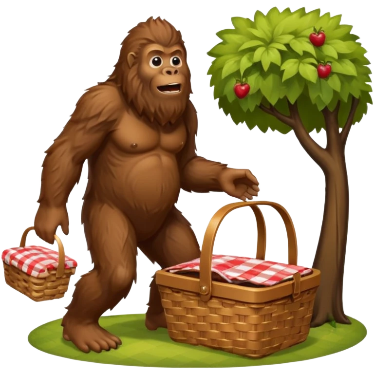 Make a sasquatch stealing from a picnic basket  emoji