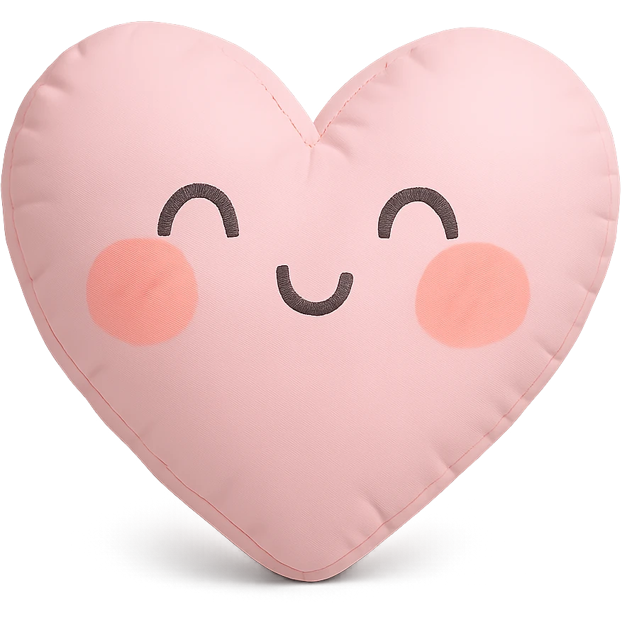 funny children's drawing of a heart with a blushing face, pastel colors emoji