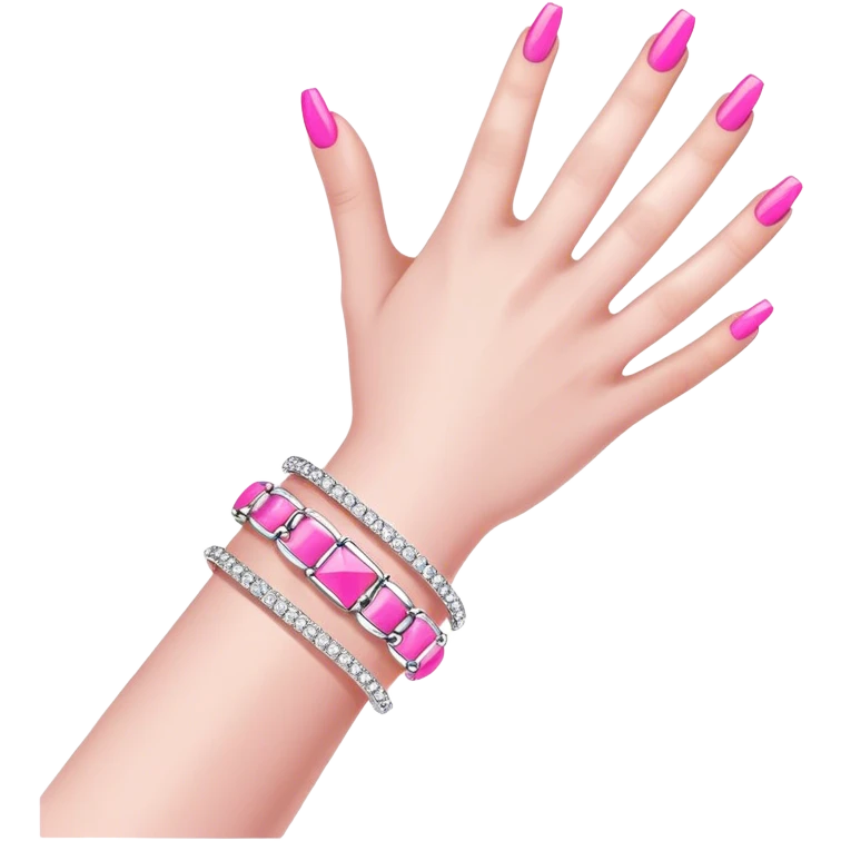 hand luxury bracelet pink nails emoji