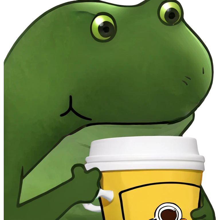 bufo frog holding a coffee mug emoji