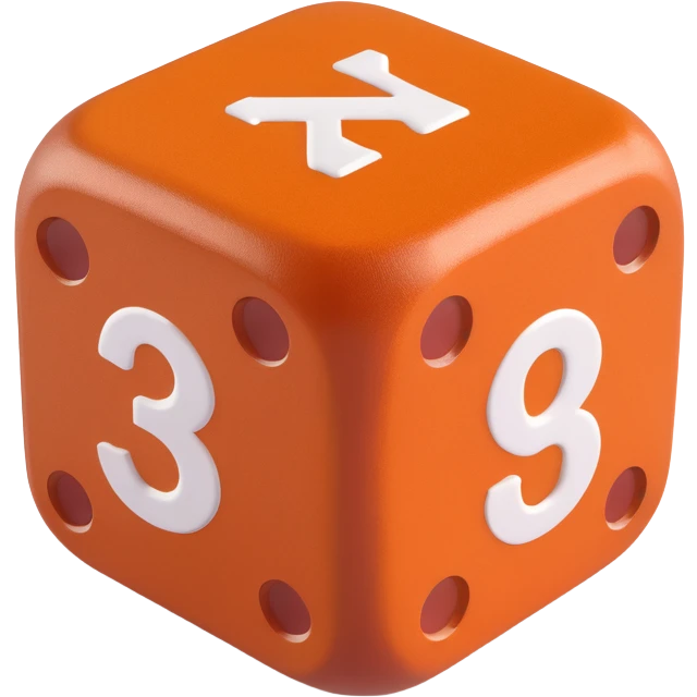 single dice, 3D, brown camel leather, orange embossed numbers, premium style, no text emoji