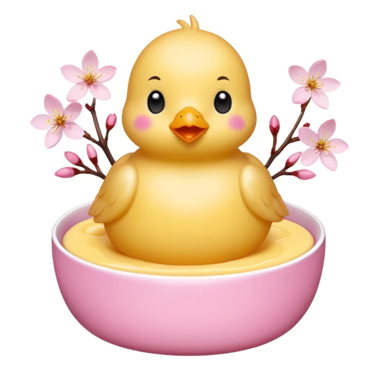 Sakura pudding shaped like a chick with cherry blossom accent emoji