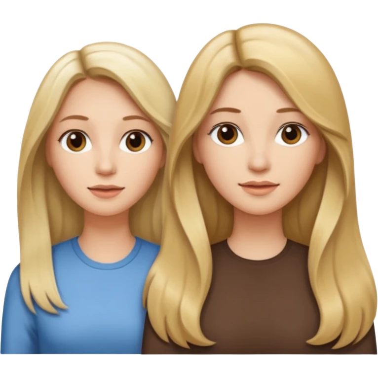 Uma cabelo loiro lizo e grande outra cabelo ondulado meio castanho meio loiro e outra lizo castanho emoji